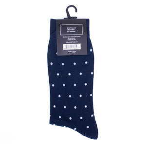 Men's Navy Blue Polka Dot Fancy Pattern Dress Socks SELININY 