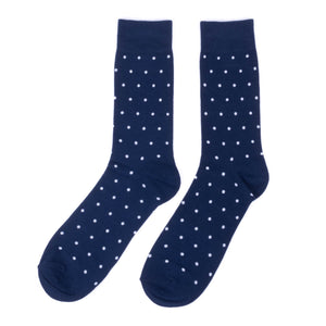 Men's Navy Blue Polka Dot Fancy Pattern Dress Socks SELININY 