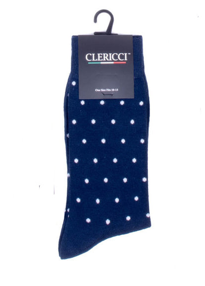 Men's Navy Blue Polka Dot Fancy Pattern Dress Socks
