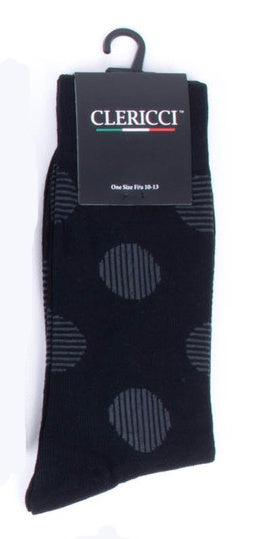 Men's Black Grey Circle Pattern Dress Socks SELININY 