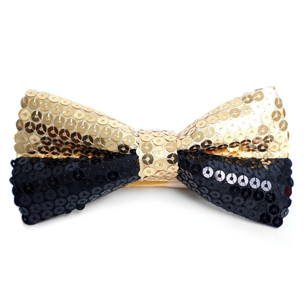 Dual Color Black & Gold Sequin Bow Tie