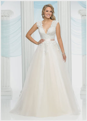 DaVinci Bridal 50431 Ivory  Lace Bodice A-Line Dress DaVinci Bridal 