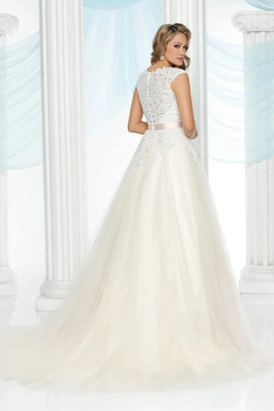 DaVinci Bridal 50431 Ivory  Lace Bodice A-Line Dress DaVinci Bridal 