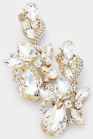 Floral Crystal Evening Statement Earrings Not specified 