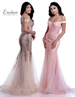 ENVIOUS Couture 1702 Blush Pink Sequin Mermaid Dress Envious Couture 