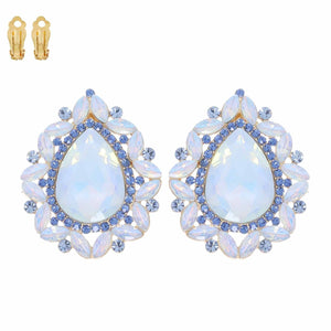 Crystal Rhinestone Teardrop Halo Clip-On Earrings Sophia Collection 
