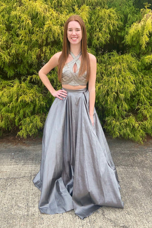 ENVIOUS Couture 1128 Gunmetal Taffeta 2 Piece A-Line Dress Envious Couture 