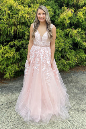 ENVIOUS Couture 1456 Blush Pink Lace Tulle Ballgown Envious Couture 