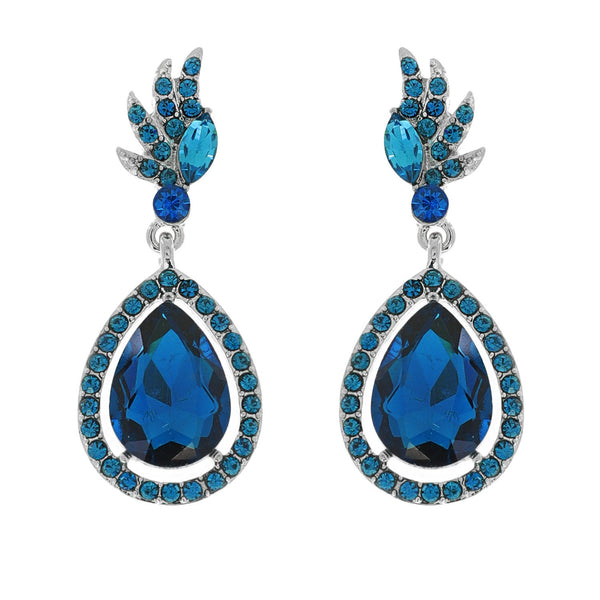 Blue Zircon Teardrop Wing Accent Earrings
