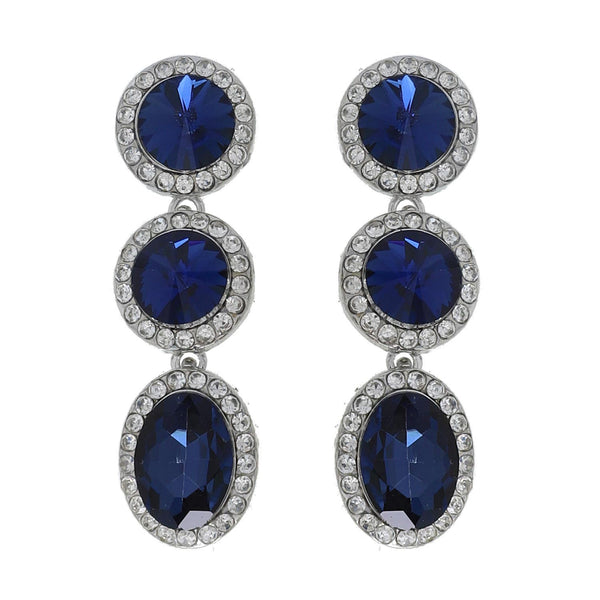 Rhinestone Halo 3 Tier Dangle Earrings