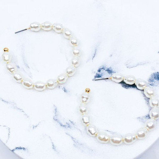 Lucia Pearl Hoop Earrings