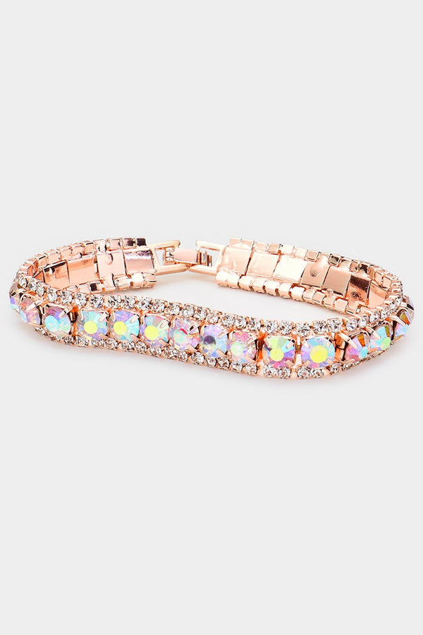Marquise Crystal Rhinestone Trim Bracelet - Rose Gold or Silver