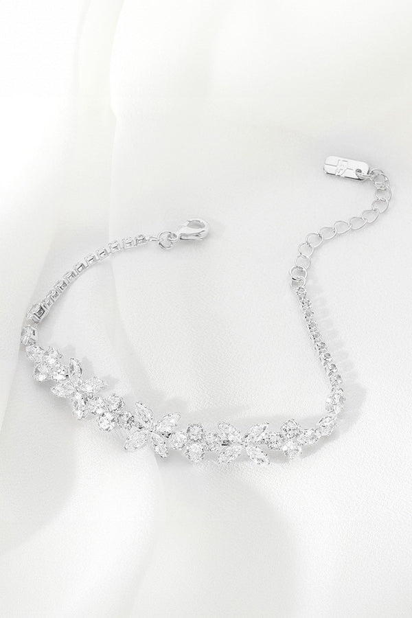 Marquise Cubic Zirconia Stone Cluster Flower Bracelet