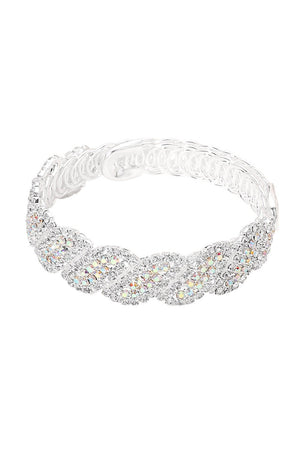 Iridescent Twisted Rhinestone Adjustable Bracelet Fashion Jewelry 