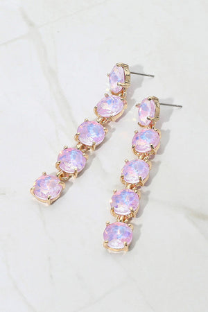 Iridescent Round Stone Link Dangle Earrings Not specified 