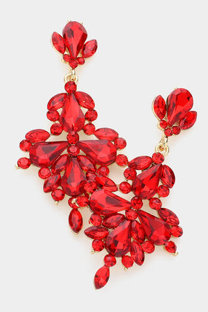 Red Glass Crystal Statement Dangle Earring Fashion Jewelry 