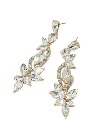 Elegant Floral Stone Long Drop Earrings Fashion Jewelry 
