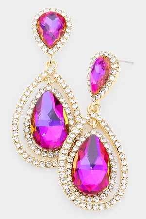 Teardrop Crystal Rhinestone Drop Earrings Not specified 