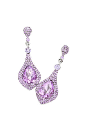 Violet Teardrop Pave Crystal Rhinestone Earrings Miro Crystal Collection 