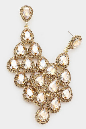 Rhinestone Teardrop Cluster Statement Earrings Not specified 