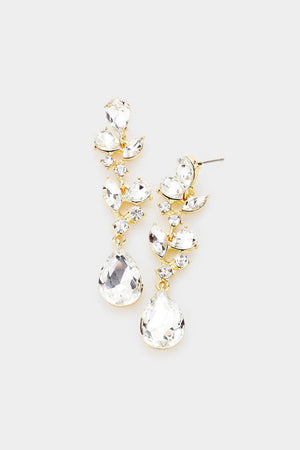 Teardrop Marquise Stone Cluster Drop Earrings Miro Crystal Collection 