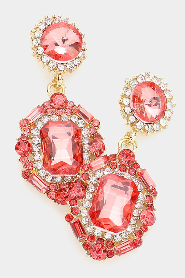 Emerald Cut Crystal Evening Earrings Not specified 