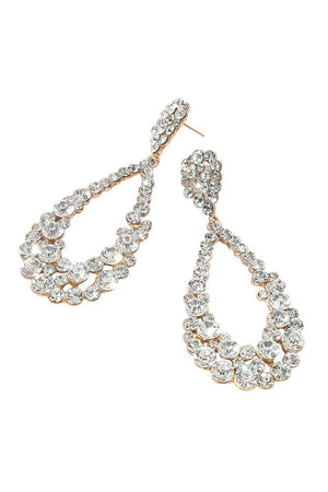 Bubble Cluster Rhinestone Teardrop Gold Statement Earrings Fashion Jewelry 
