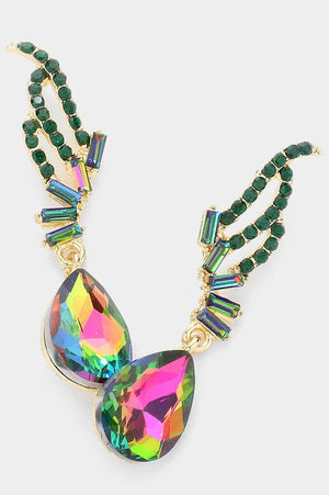 Emerald AB Teardrop Stone Earrings Fashion Jewelry 