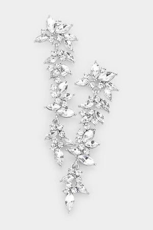 Marquise Stone Cluster Long Drop Earrings Fashion Jewelry 