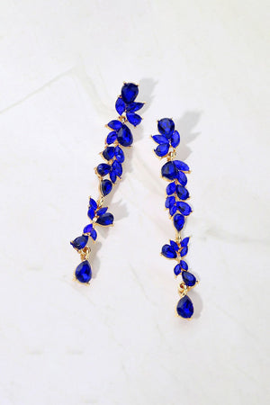 Teardrop Cluster Embellished Long Drop Earrings Not specified 