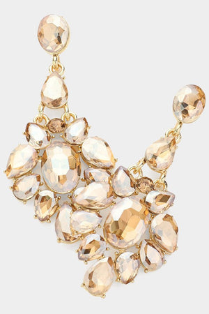 Oval Teardrop Stone Cluster Statement Earrings Fashion Jewelry 