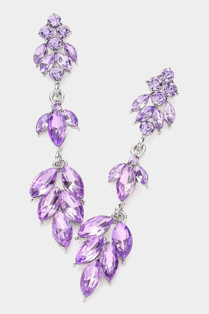 Lavender Violet Marquise Embellished Long Drop Earrings Fashion Jewelry 