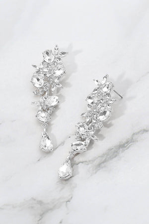 Floral Gem Cluster Long Drop Earrings Not specified 