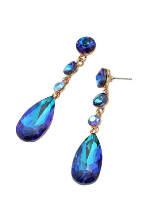 Elegant Multi Crystal Teardrop Dangle Earring Mara Design Fashion Jewelry 