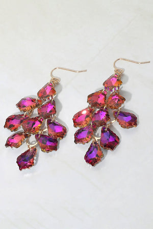 Faceted Teardrop Stone Chandelier Earrings Fashion Jewelry 