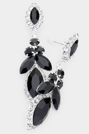 Marquise Round Stone Accented Dangle Silver Earrings Fashion Jewelry 