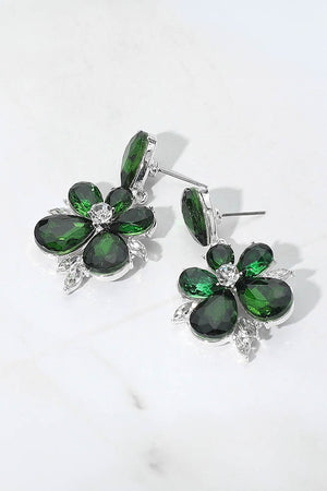 Teardrop Rhinestone Flower Dangle Earrings Fashion Jewelry 