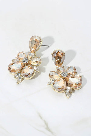 Teardrop Rhinestone Flower Dangle Earrings Fashion Jewelry 