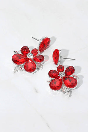 Teardrop Rhinestone Flower Dangle Earrings Fashion Jewelry 