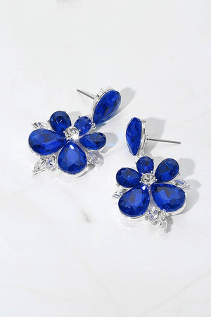Teardrop Rhinestone Flower Dangle Earrings Fashion Jewelry 