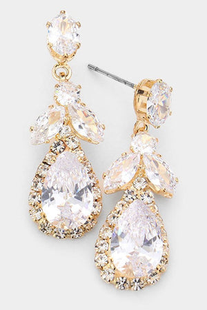 Cubic Zirconia Marquise Multi Stone Gold Dangle Earrings Vivace Jewelry 