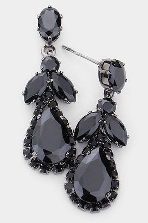 Jet Black Cubic Zirconia Multi Stone Dangle Earrings Fashion Jewelry 