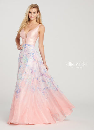 Ellie Wilde 119191 Floral Print Chiffon Dress Ellie Wilde 