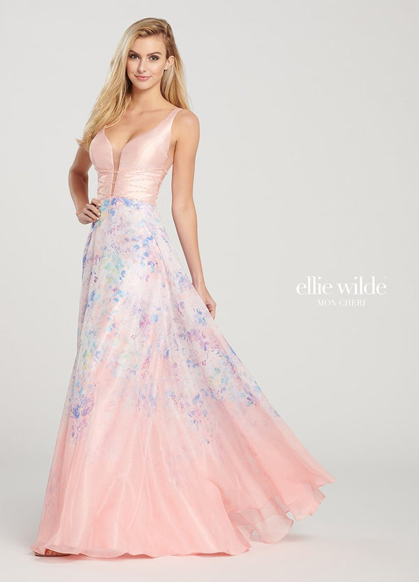 Ellie Wilde 119191 Floral Print Chiffon Dress Ellie Wilde 