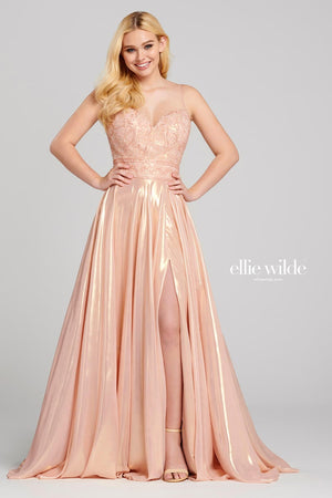 Ellie Wilde 120107 Rose Quartz Shimmer Chiffon Dress Ellie Wilde 