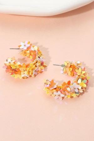 Flower Sequin Embellish Hoop Earrings Boutique on Millstone 