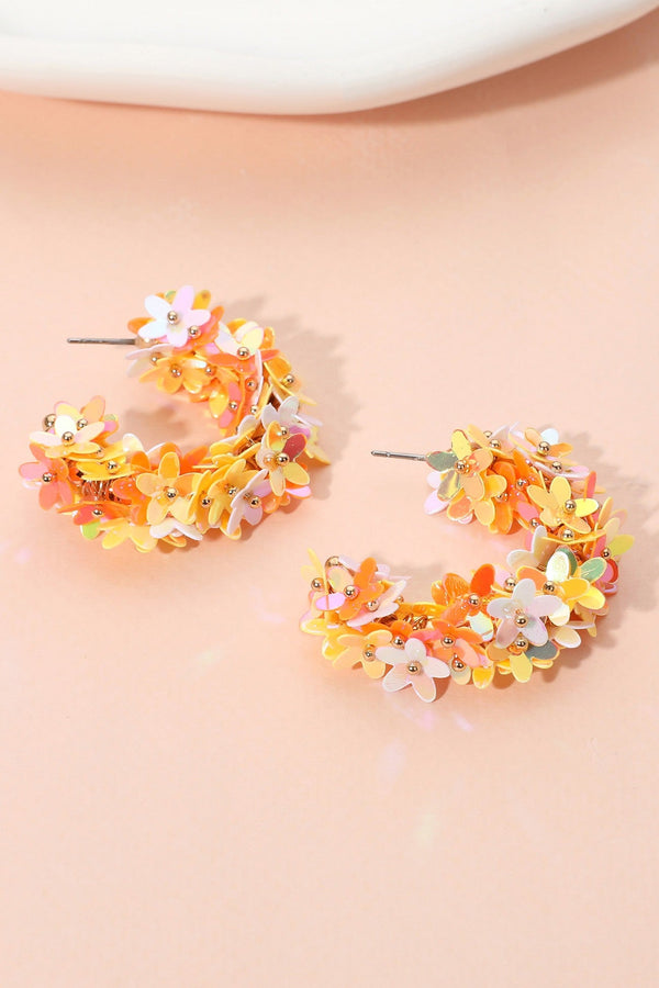 Flower Sequin Embellish Hoop Earrings Boutique on Millstone 