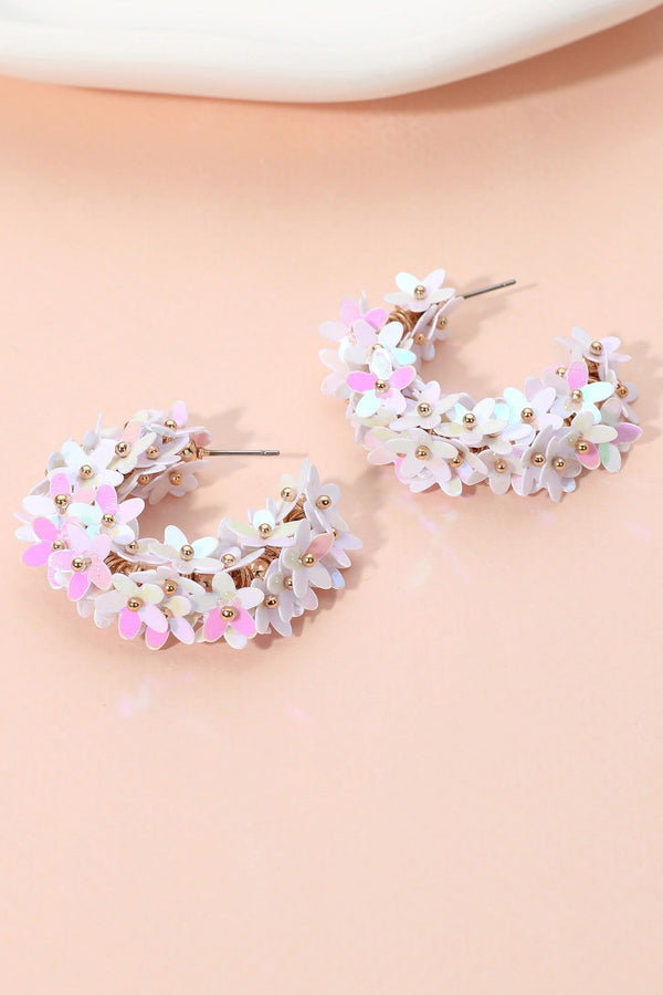 Flower Sequin Embellish Hoop Earrings Boutique on Millstone 