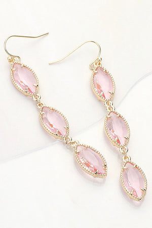 Rose Pink Marquise Stone Link Dangle Earring Fashion Jewelry 