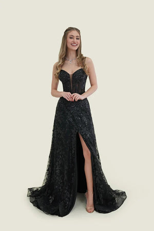 FLAIR Prom 25010 Glitter Tulle A-Line Dress FLAIR Prom 